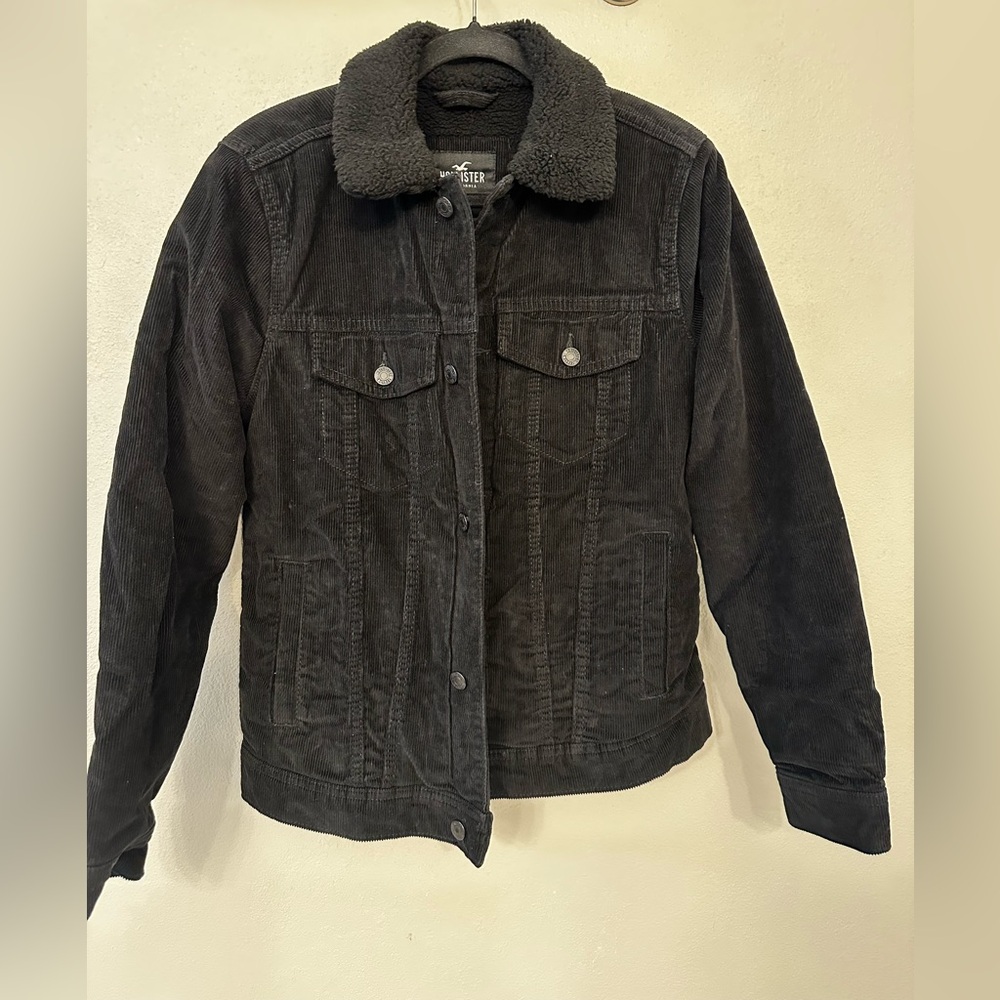 Vintage Black Hollister Corduroy Fleece Lined Jacket Small-Medium
